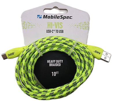 MobileSpec MB06733 USB-A to USB-C Hi-Visibility Charge and Sync 10 Foot Cable - RSAB Ventures