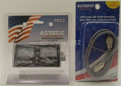 Astatic PDC2 SWR / Power / Field Strength Test Meter w/ 3' RG-8x Jumper Cable - RSAB Ventures